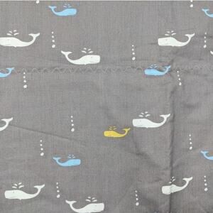 NEW BABY BLANKET Handmade Cotton & Flannel 35x41 Colorful Spouting Whales Fabric